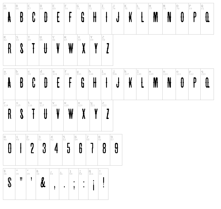 HFF Beer Van font map
